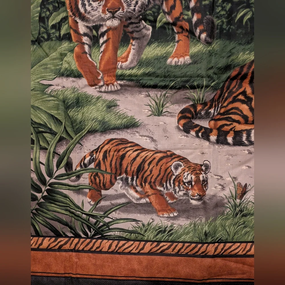 Tapestry Handmade Wildlife Tiger Wall Tapestry  Green Brown Vintage 3 Available